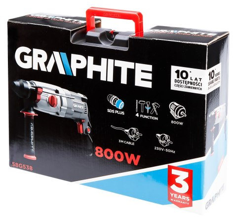 Młotowiertarka SDS+ 800W, 2.8J, walizka