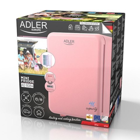 AD 8084 pink Mini lodówka 4l | chłodzenie i podgrzewanie | do domu i samochodu | system peltiera