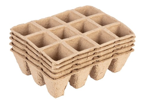 Rozsadniki torfowe małe (3x4 otwory) 16 x 12 x 4.5 cm, 5 szt.