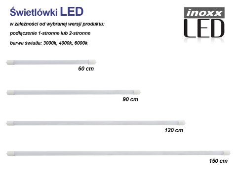 Zestaw: 15x świetlówka led 120cm 18w t8 4000k g13 neutralna przezroczysta jednostronna