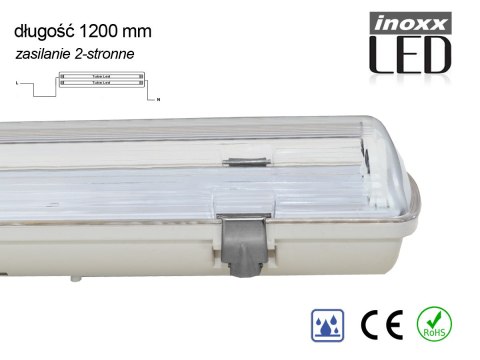 Zestaw: 2x oprawa hermetyczna lampa led ip65 + 4x świetlówka led 120cm 18w t8 4000k g13 neutralna