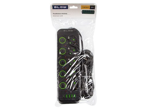 98-209# Przedłużacz sieciowy ps-550s 5-gniazd 4xusb 1xusb-c 5m czarny 3x1mm
