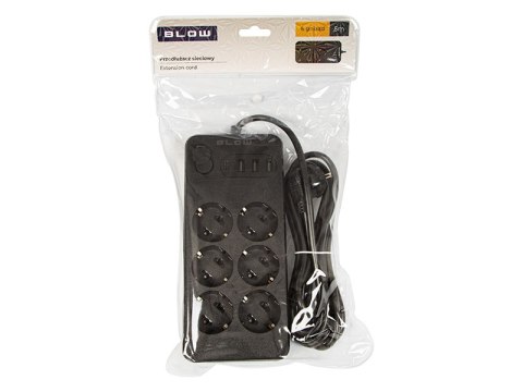 98-212# Przedłużacz sieciowy ps-650 6-gniazd 3xusb 1xusb-c 5m czarny 3x1mm