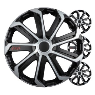Kołpaki samochodowe 4szt. komplet evo czarno srebrne 15" cali color box