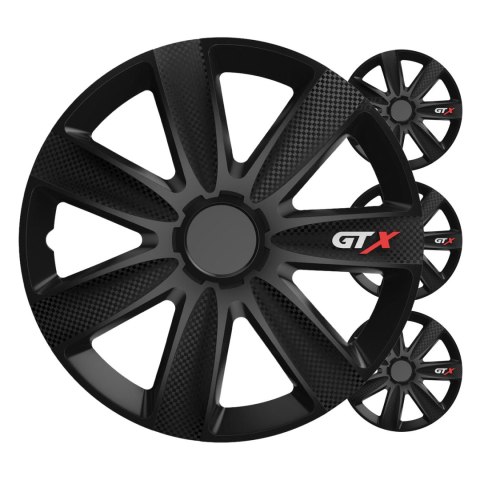 Kołpaki samochodowe 4szt. komplet gtx czarny carbon 15" cali color box