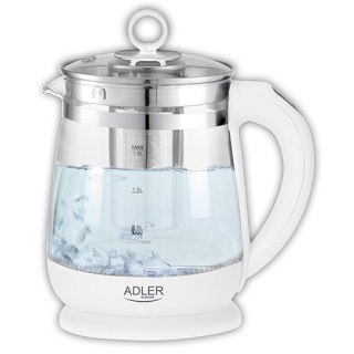 AD 1299 white Czajnik szklany 1,5 l z zaparzaczem oraz regulacją temp.