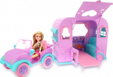 Lalka 10.5 cala jeep z przyczepą kempingową