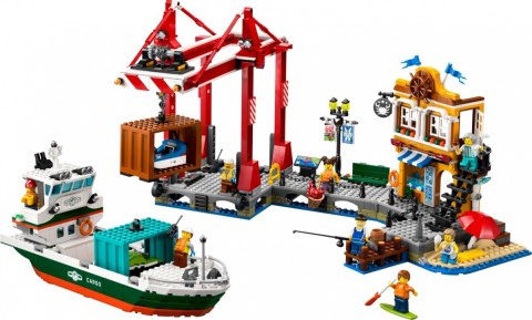 Klocki city 60422 nadmorski port ze statkiem towarowym