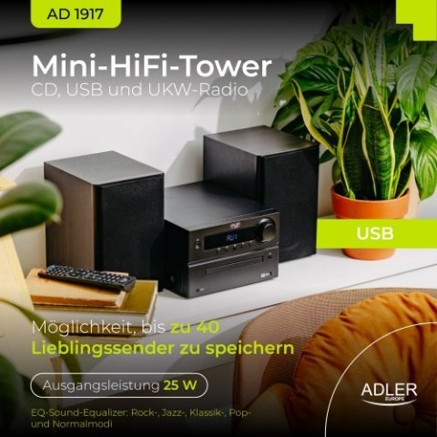 AD 1917 Wieża hi-fi z bluetooth, cd, usb i radiem fm