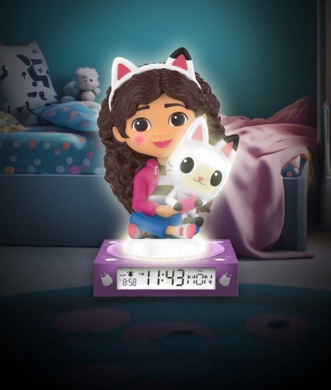 Lampka 3d z budzikiem koci domek gabi