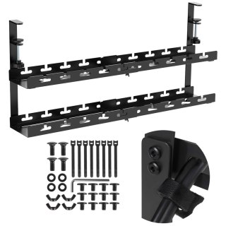 Organizer podbiurkowy na kable Maclean, max. obciążenie 5kg, max. 728mm, 2 poziomy, czarny, MC-102 B