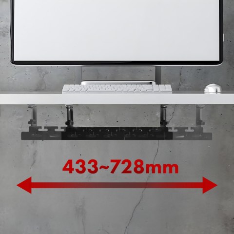 Organizer podbiurkowy na kable Maclean, max. obciążenie 5kg, max. 728mm, czarny, MC-103 B
