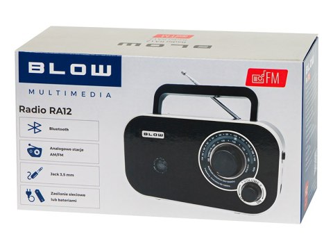77-543# Radio przenośne analogowe am/fm blow ra12 czarno-srebrne