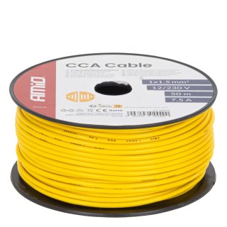 Przewód jednożyłowy żółty cca 1x1.5mm2 50m 7.5a 12/230v amio-04449