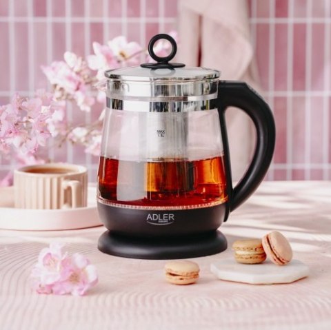 AD 1299 black Czajnik szklany 1,5 l z zaparzaczem i regulacją temperatury | 1,5 l | led | 60?100°c |