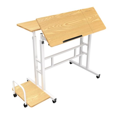 Mobilne biurko stolik na laptop Maclean, białe, 80x60cm, 50kg max, reg. wys.67-115cm , MC-124 W
