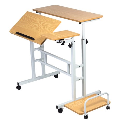 Mobilne biurko stolik na laptop Maclean, białe, 80x60cm, 50kg max, reg. wys.67-115cm , MC-124 W