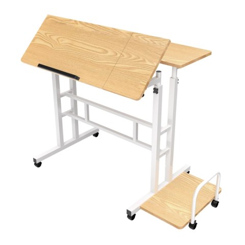 Mobilne biurko stolik na laptop Maclean, białe, 80x60cm, 50kg max, reg. wys.67-115cm , MC-124 W