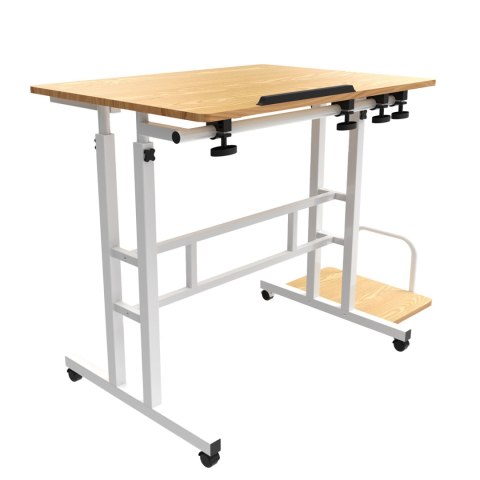 Mobilne biurko stolik na laptop Maclean, białe, 80x60cm, 50kg max, reg. wys.67-115cm , MC-124 W