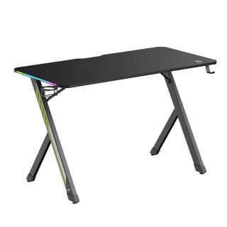 Biurko gamingowe NanoRS, czarne z uchwytem na słuchawki i kubek, podświetlenie RGB, max. 75kg, wymiary 1200x600x750mm, RS102