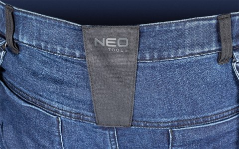 Spodnie robocze DENIM, wzmocnienia Cordura, odpinane kieszenie kaburowe, granatowe, rozmiar M