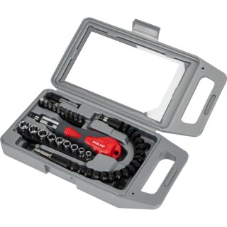 10008 Wkrętak uniwersalny z grzechotką CrV, zestaw - 23 elementy, Proline