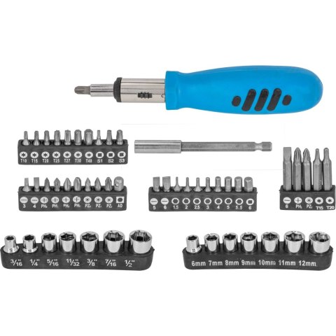 10055 Wkrętak z końcówkami i nasadkami, 52 elementy, Mega