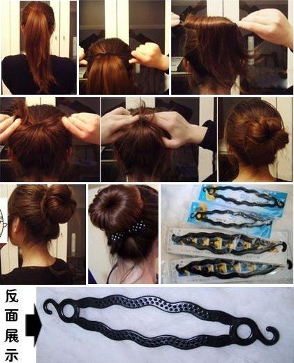 AG264 Spinka do włosów kok czarna