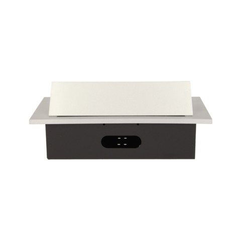 Gniazdo meblowe wpuszczane w blat z grubym rantem, 2x2P+Z, 3 porty USB, srebrne