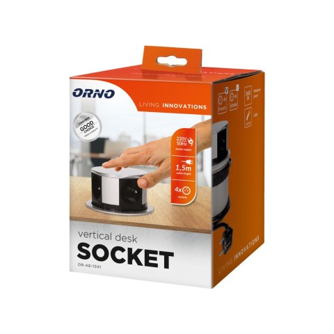 Gniazdo meblowe ?10cm wysuwane z blatu z przewodem 1,5m, 4x2P+Z