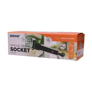 Gniazdo meblowe ?6cm wysuwane z blatu z blokadą i przewodem 1,8m, 3x2P+Z, INOX