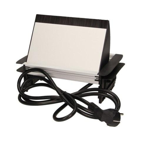 Gniazdo meblowe wpuszczane w blat ze szczotką przeciwkurzową i przewodem 1,8m, 3x2P+Z