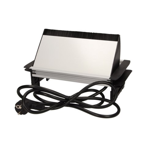 Gniazdo meblowe wpuszczane w blat ze szczotką przeciwkurzową, ładowarką USB i przewodem 1,8m, 3x2P+Z, 2xUSB