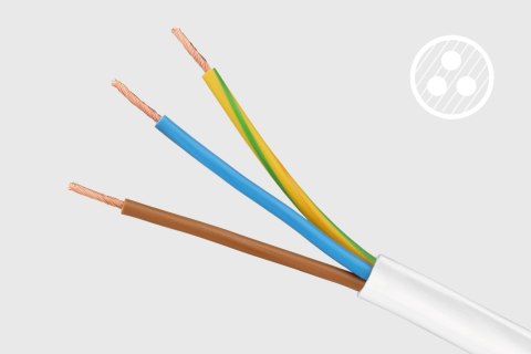 Przedłużacz biały Rebel 3 gniazda typu niemieckiego, kabel 3m (1,5mm)