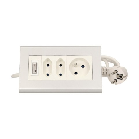 Przedłużacz biurkowy z wyłącznikiem 2x2P/II+1x2P+Z, przewód 1,5 m 3x1mm