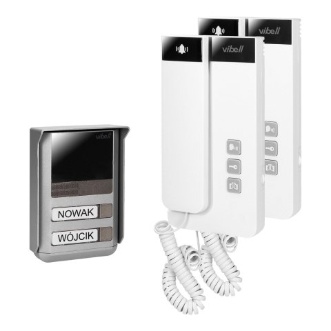 Zestaw domofonowy 2-rodzinny, 2-żyłowy, natynkowy, SALEM MULTI