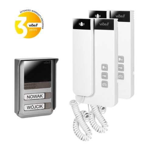 Zestaw domofonowy 2-rodzinny, 2-żyłowy, natynkowy, SALEM MULTI