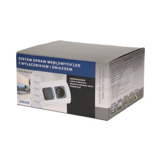 Zestaw opraw meblowych LED z wyłącznikiem i gniazdem 1x2P+Z