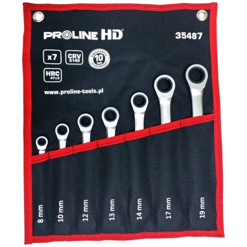 35487 Klucze oczkowo-płaskie, grzechotka 7 elementów.(8-19mm),CV, ProlineHD 35487 Klucze oczkowo-płaskie, grzechotka 7 elementów.(8-19mm),CV, ProlineHD