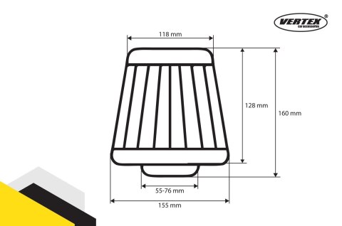 Filtr powietrza stożkowy uniwersalny czerwony/chrom + 3 adaptery amio-01282