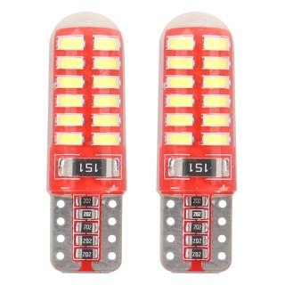 Żarówki led canbus 24smd 3014 t10e w5w silca white 12v amio-01444
