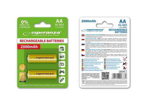 EZA103Y Akumulatorki Ni-Mh AA 2000mAh 2 sztuki żółte Esperanza
