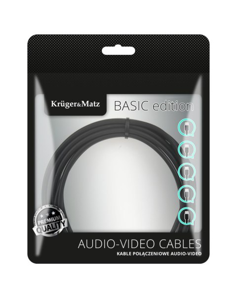 Kabel jack 3.5 wtyk kątowy stereo - 3.5 wtyk stereo 1.8m Kruger&Matz Basic Kabel jack 3.5 wtyk kątowy stereo - 3.5 wtyk stereo 1.8m Kruger&Matz Basic