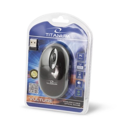 TM116E Mysz bezprzewodowa 2.4GHz 3D optyczna USB Vulture czarno-szara
