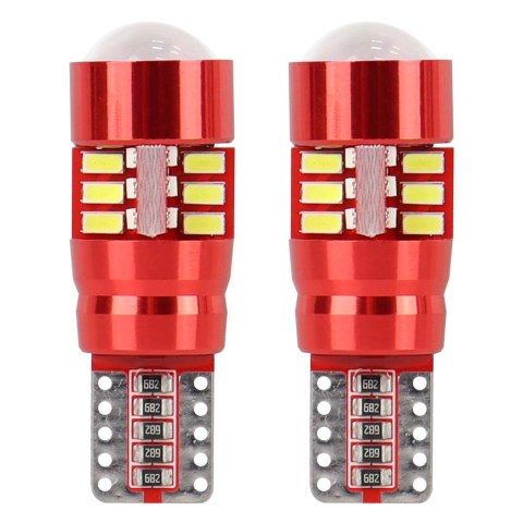 Żarówki led canbus 27smd 3014 t10e w5w white 12v 24v amio-01446