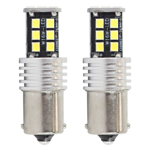 Żarówki led canbus 2835 15smd 1156 ba15s p21w r10w r5w white 12v 24v amio-01293