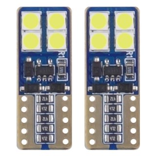 Żarówki led canbus 8smd 2835 t10e w5w white 12v 24v amio-01635