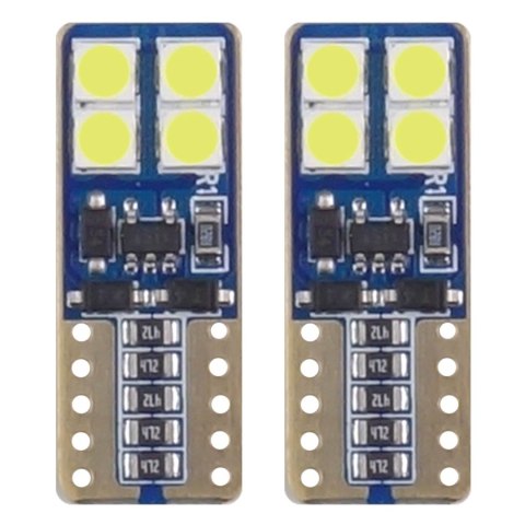 Żarówki led canbus 8smd 2835 t10e w5w white 12v 24v amio-01635