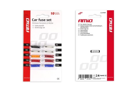 Bezpieczniki samochodowe cylindryczne 10szt. Bezpieczniki samochodowe cylindryczne 10szt.