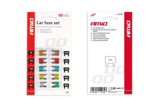 Bezpieczniki samochodowe płytkowe mini zestaw 10 szt. amio-01139